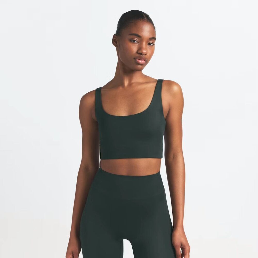 Nike Skims Shine Scoop Neck Longline Bra Dark Teal Size Medium